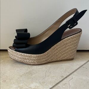 Valentino Garavani Black Woven Wedge Sandals